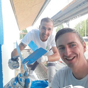 Heute machen wir Oberputz Addi S in Knauf-Blau